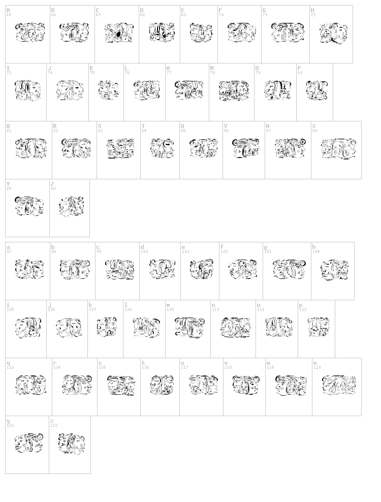 Spirit of Montezuma font map